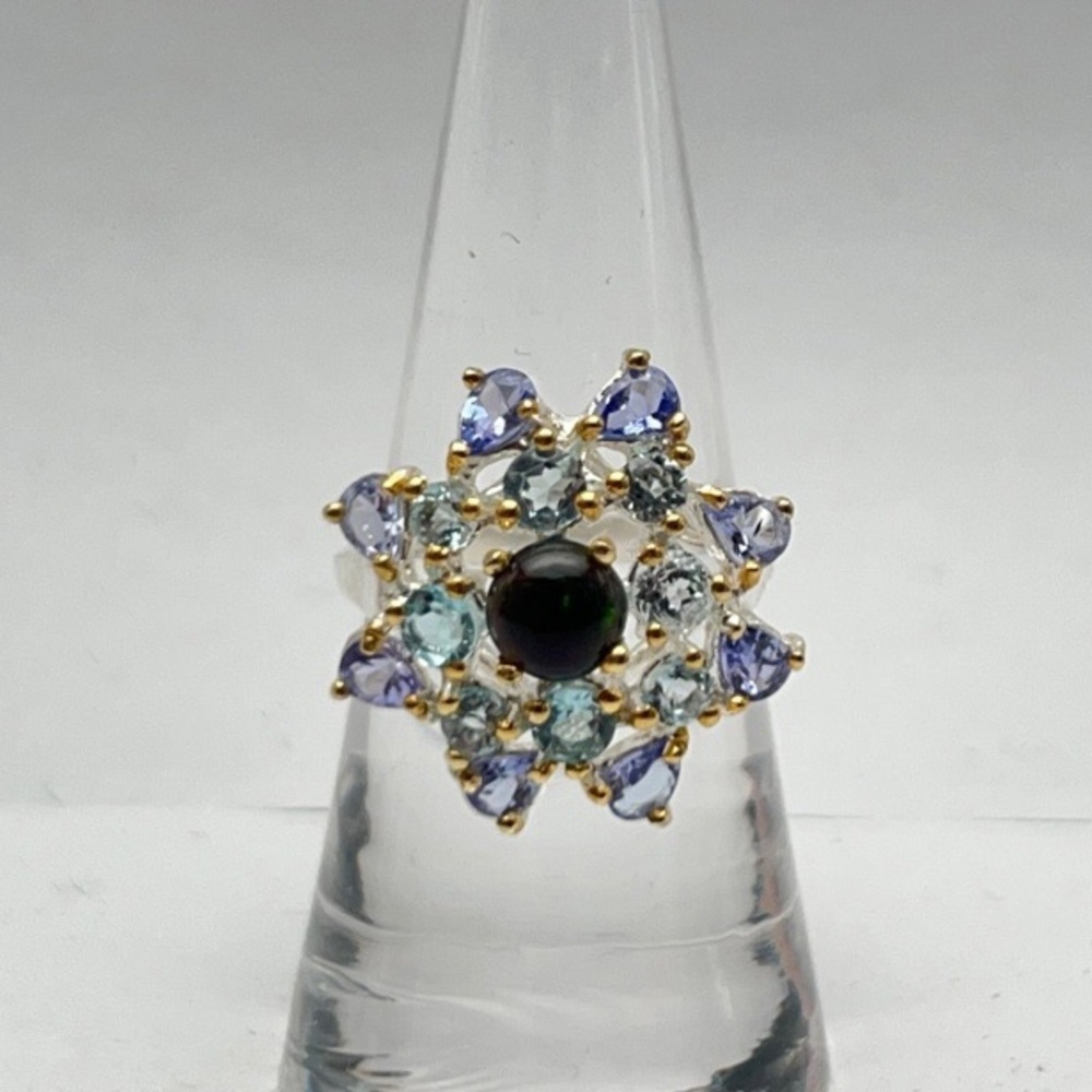 Sterling Silver aquamarine Gemstone Ring Sz 7‎